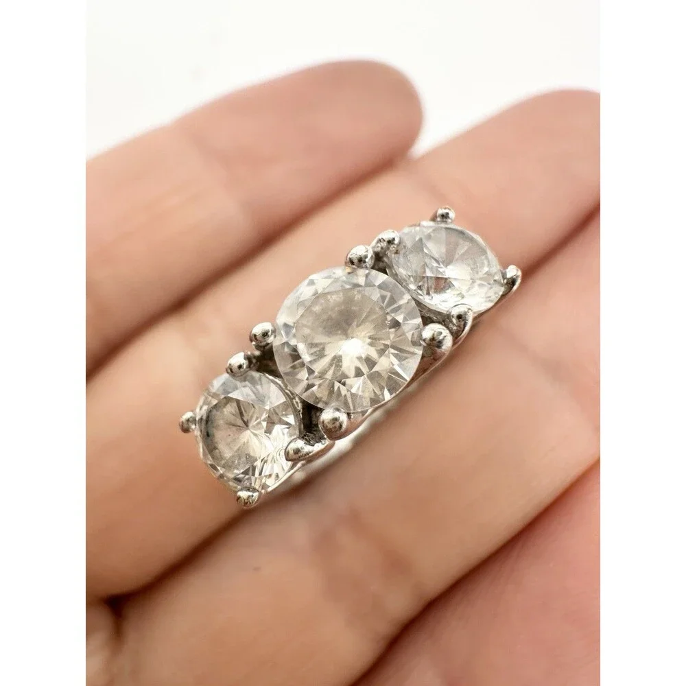 MC 925 Sterling Silver C Z Engagement Wedding Ring Size 6